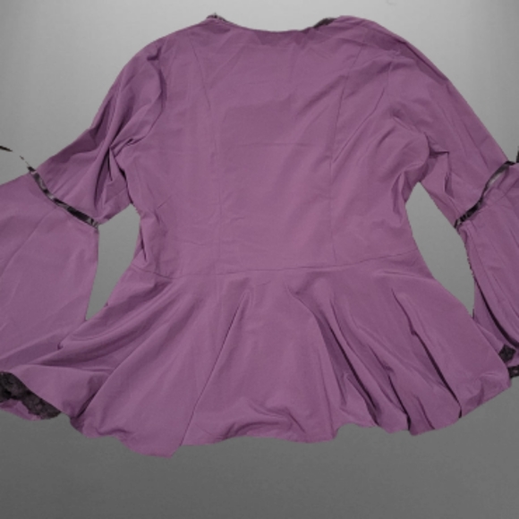 Purple Lace Up Bell Sleeve Top Size 16 (Tag Size 44) - Picture 3 of 12